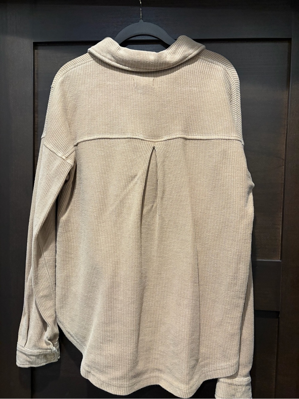 Thread & Supply Beige Ribbed Button-Up Pullover - Picture 3 of 4